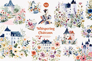 whimsical watercolor castle clipart, a Decorative Illustration by Patishop Art (Thumbnail 1 of 10)