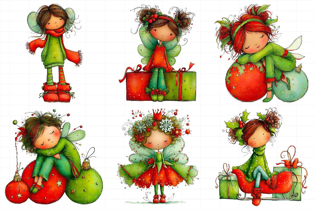 Whimsical Christmas Fairy Clipart, an Illustration by Daily.Designs (Photo 4 of 5)