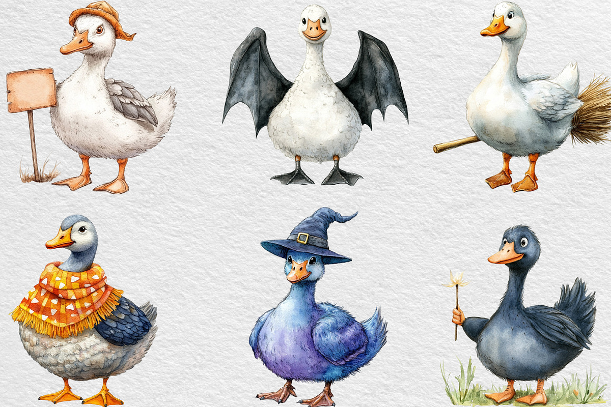 Funny Halloween Silly Goose Clipart, an Illustration by Black Bird Studio (Photo 3 of 6)