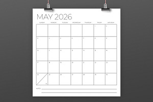 2026 Square 12x12 Calendar Template