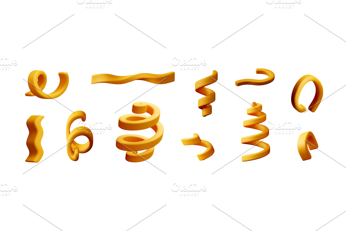 Set of yellow 3d party confetti, an Object Illustration by Abscent
