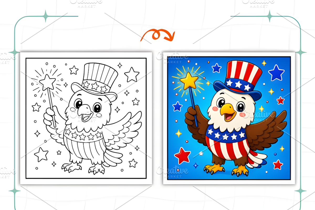 4th of July Bold and Easy Coloring, a Seasonal Illustration by Ink Gallery (Photo 3 of 8)