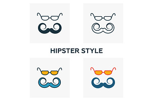 Hipster Style Icon Set.