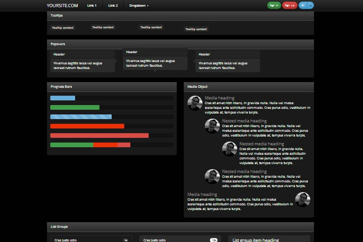 Bootstrap 3.0.  Black alt theme skin, a Bootstrap Template by Bootstraptor (Photo 2 of 4)