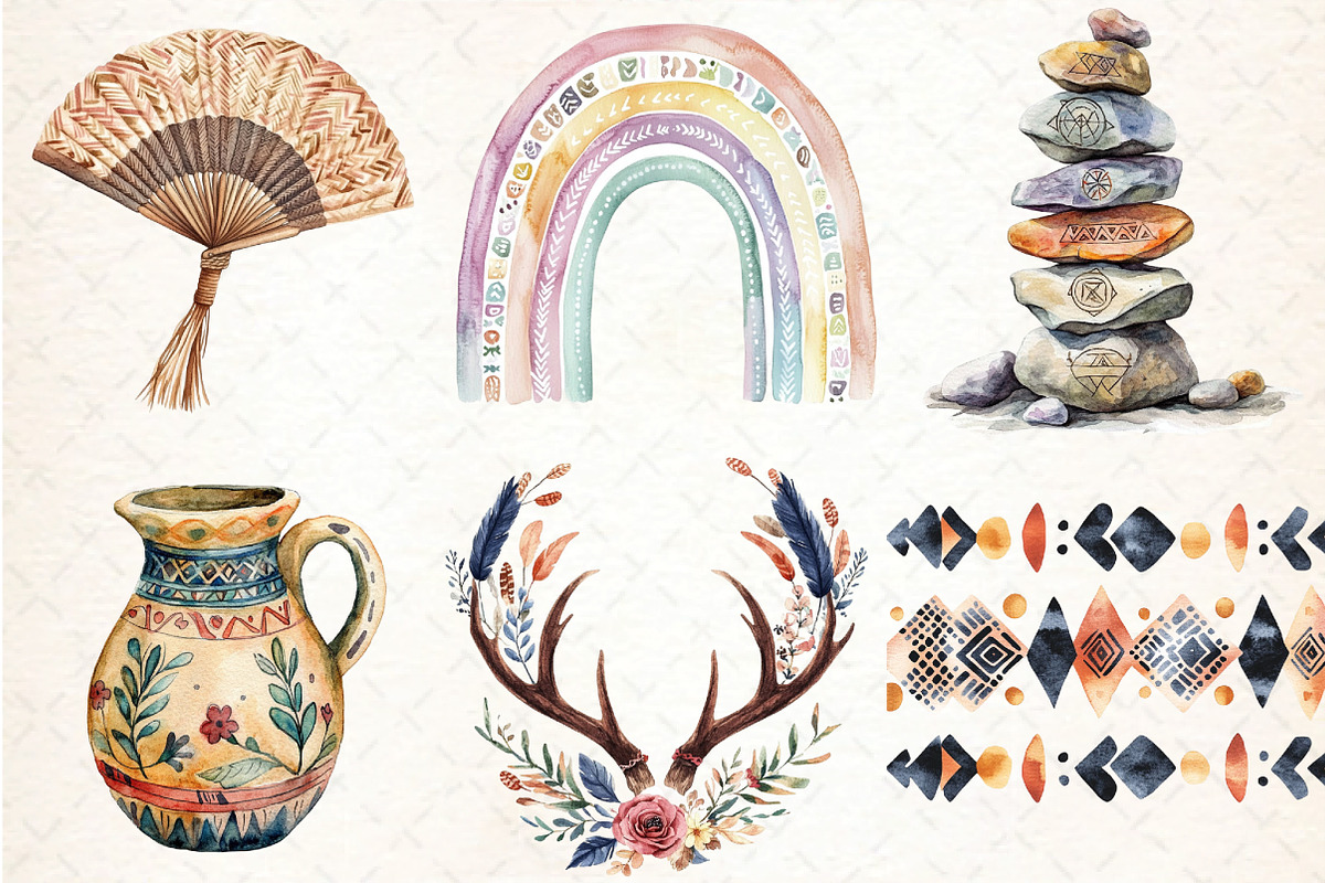 Boho Tribal Elements Bundle, an Illustration by DreamCafeArt (Photo 2 of 7)