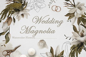 Watercolor Magnolia Wedding Flowers