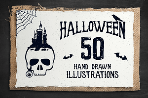 Halloween. 50 Hand Drawn Objects