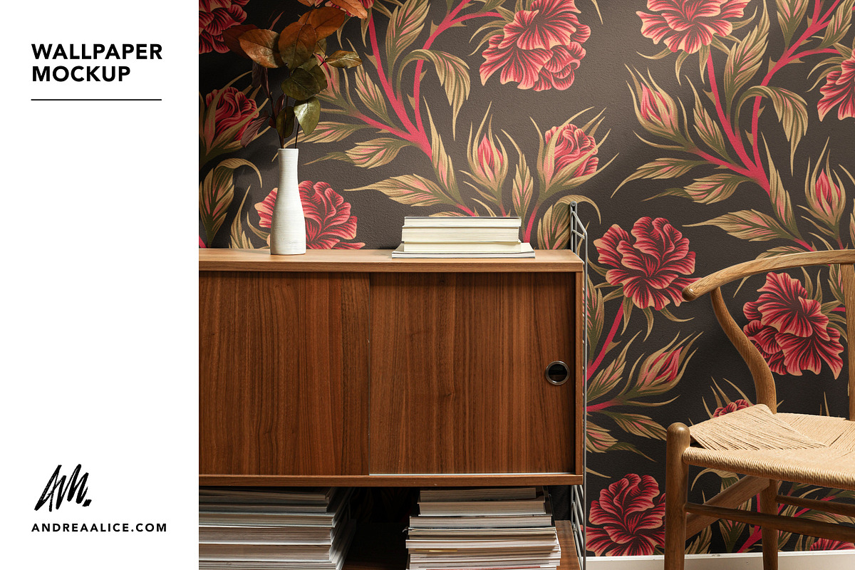 Wallpaper Mockup - Retro Sideboard, a Household Mockup by Andrea Muller (Photo 5 of 6)