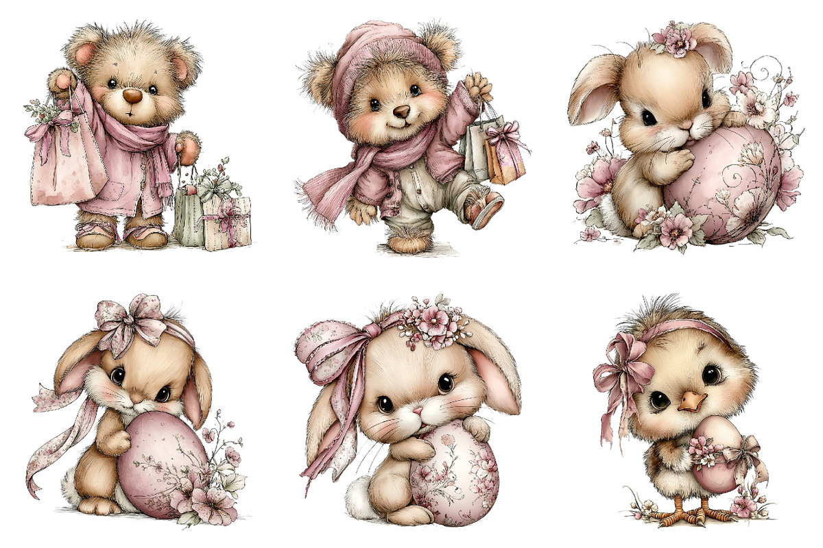 Whimsical easter chick clipart set, an Illustration by SinaCreation (Photo 5 of 11)