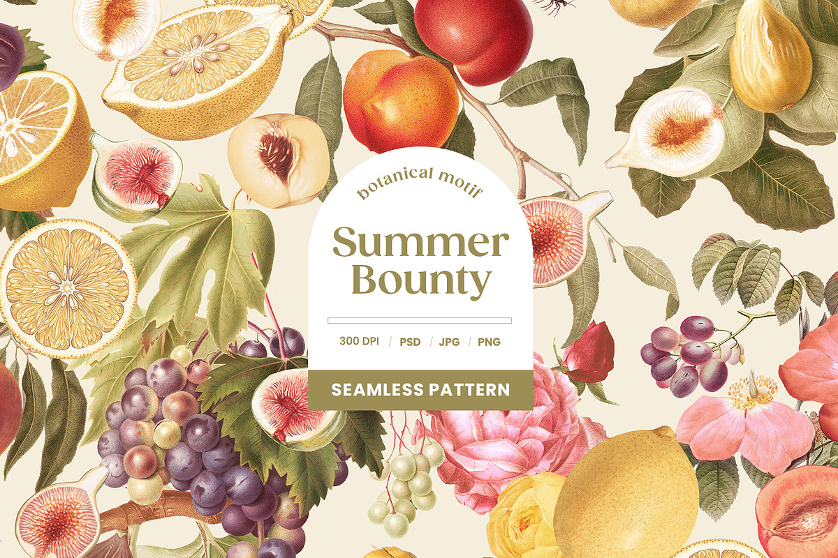 Summer Vintage Fruit Pattern, a Pattern Graphic by Yello_illustration (Photo 1 of 16)