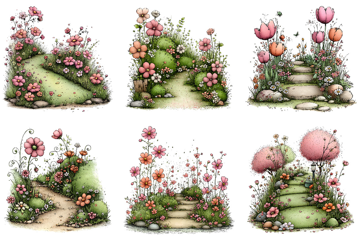 Whimsical Spring Pathway Clipart, an Illustration by Dream Creation (Photo 3 of 5)