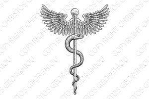 Rod Of Asclepius Vintage Medical