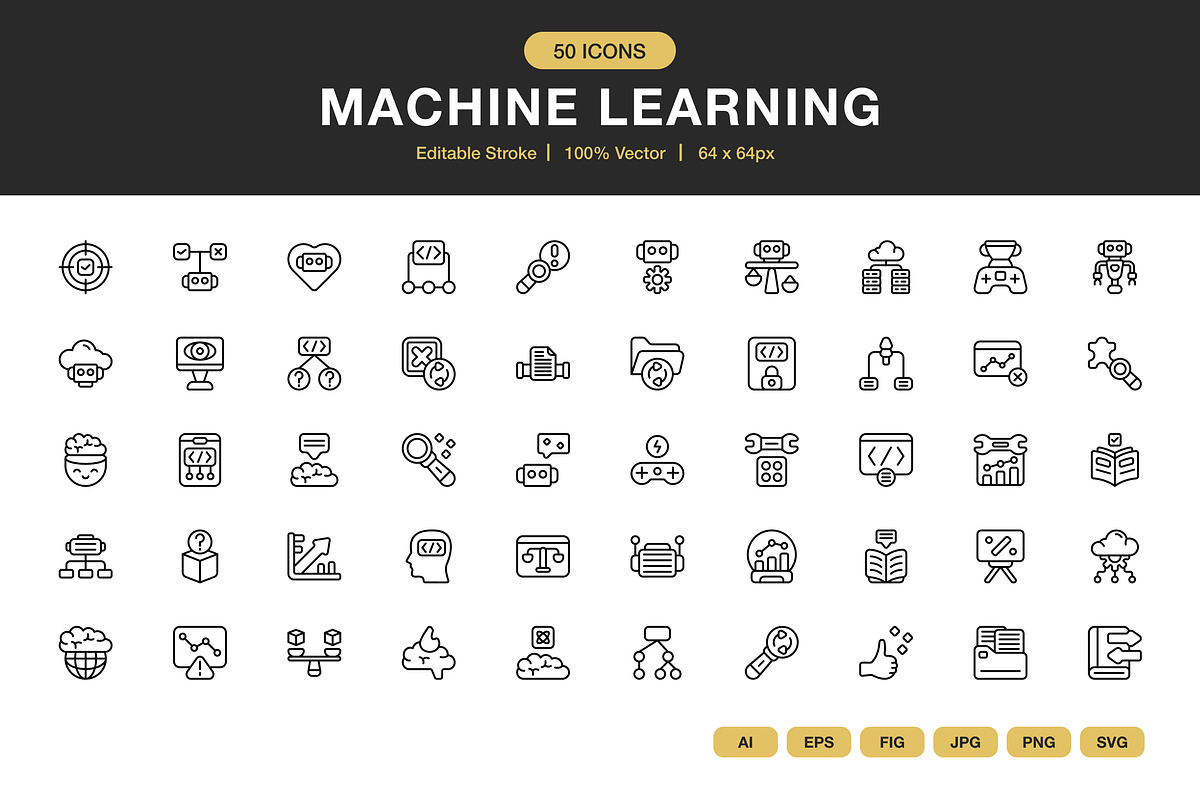 Machine Learning Icons, an Icon by Spacepixel Creative