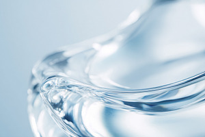 Abstract blue liquid surface creating a transparent wave and rip, a Photo by Studio ANNA