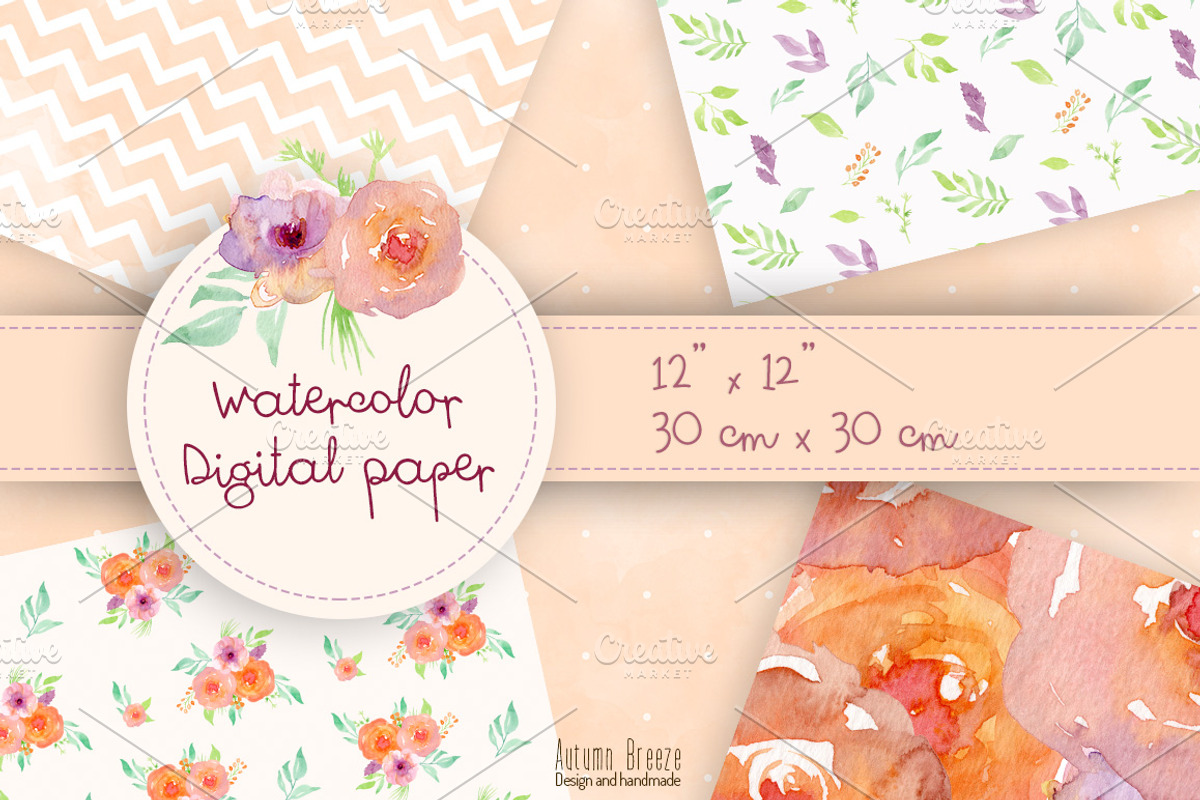 Watercolor digital paper, a Pattern Graphic by Autumn Breeze (Photo 3 of 4)