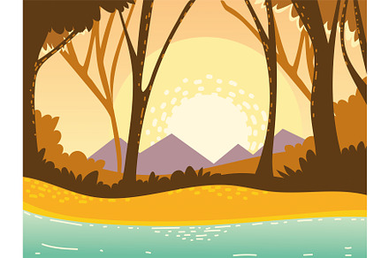 landscape forest mountains, an Illustration by studiogstock