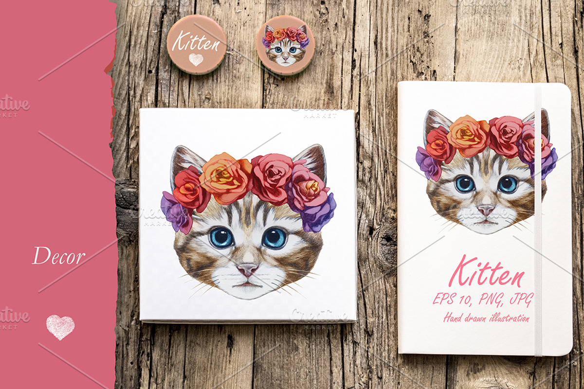 Kitten / Decor, an Animal Illustration by Victoria_Novak (Photo 2 of 3)