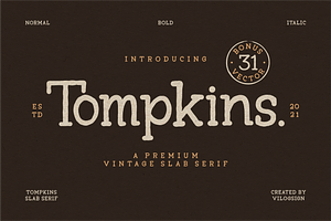 Tompkins a Vintage Slab Serif Font