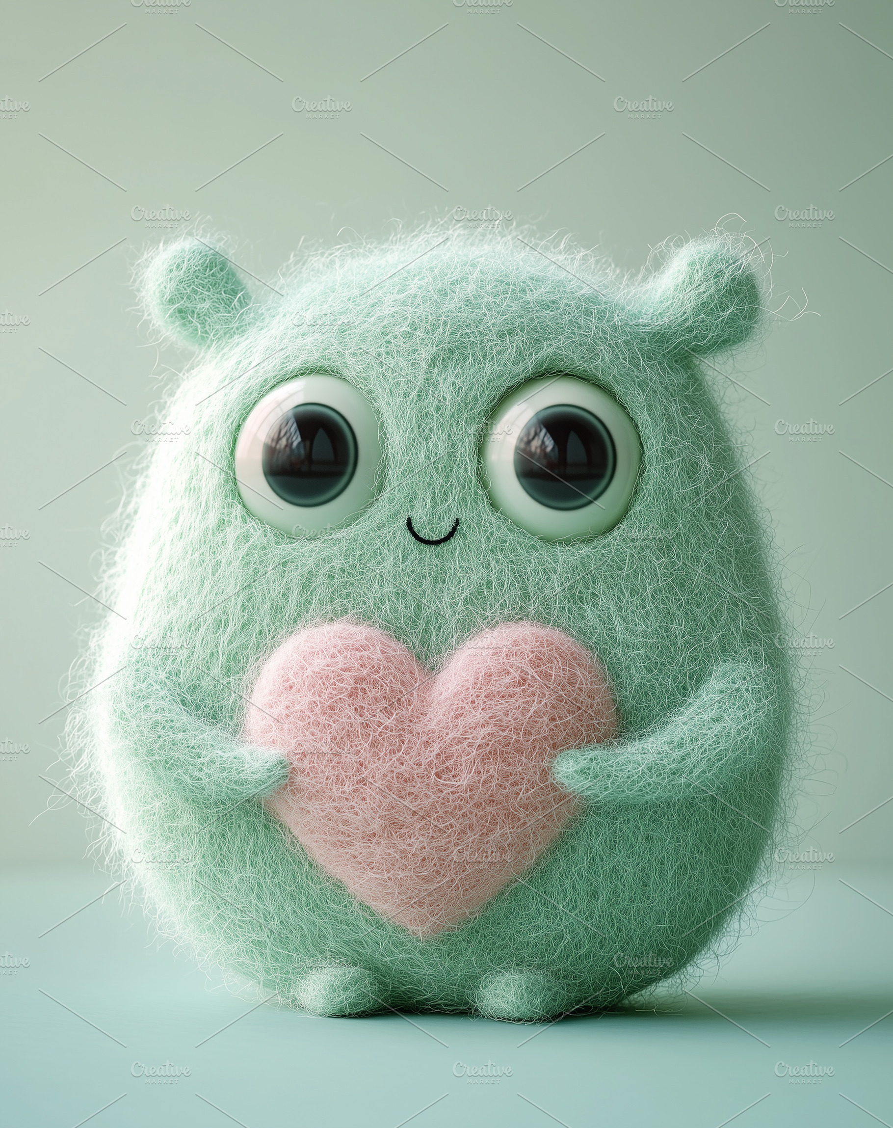 A smiling green monster with woolen, an Abstract Photo by Imaginarium