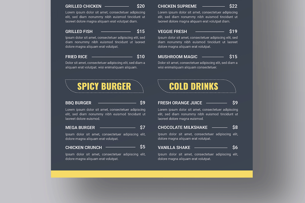 Restaurant Food Menu Template Design, a Flyer Template by MightyDesign (Photo 3 of 8)