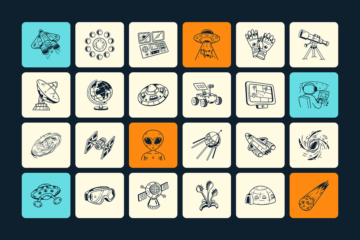 200 Space and Study Doodles, an Outline Icon by Brickclay (Photo 8 of 14)