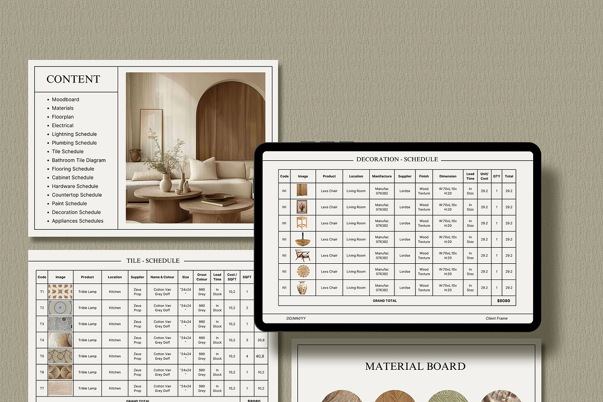 Interior Design FF&E Schedule, a Presentation Template by SKY CREATION