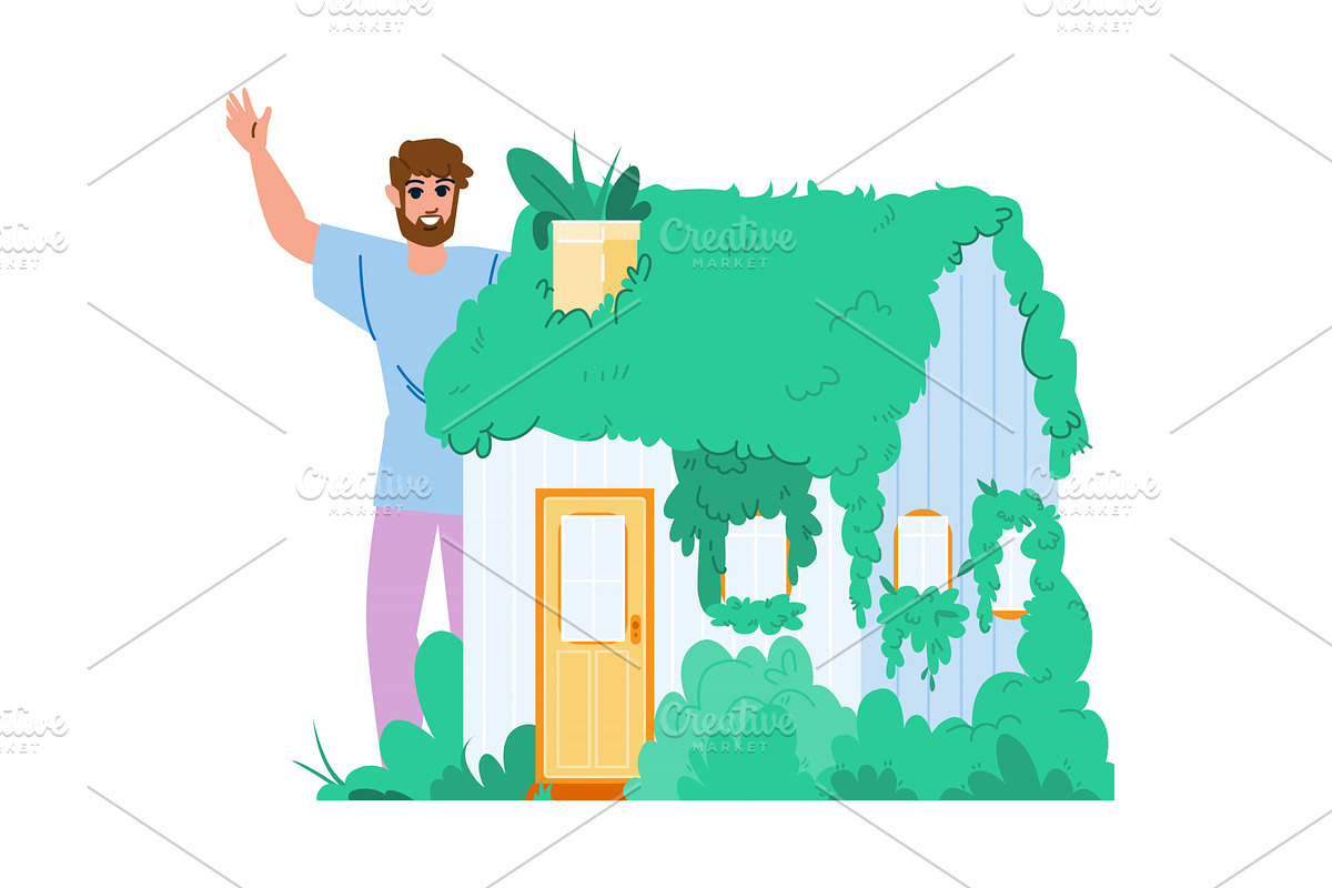 Man waving hand presenting eco, an Object Illustration by pikepicture