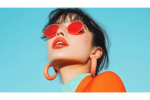 Fashionable Asian woman wearing red, a Person Photo by Sergey Kotenev