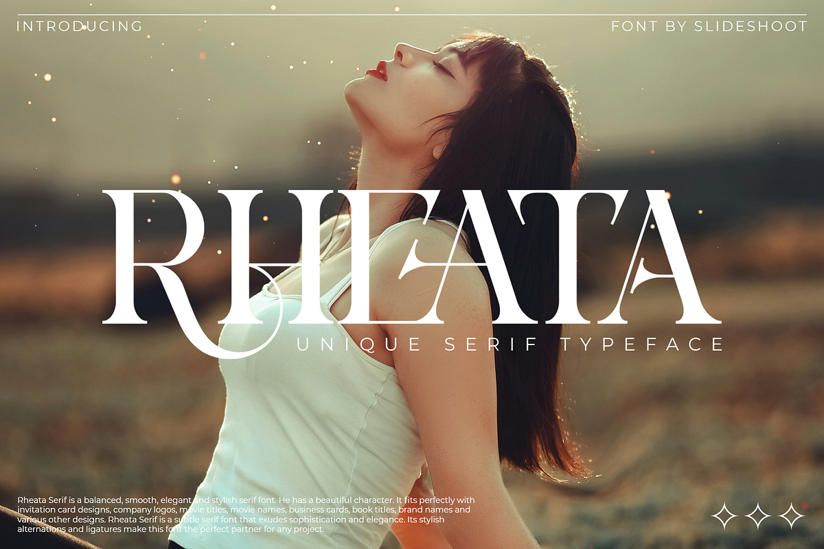Rheata - Unique Serif Font, a Serif Font by Idea Studio (Photo 1 of 11)