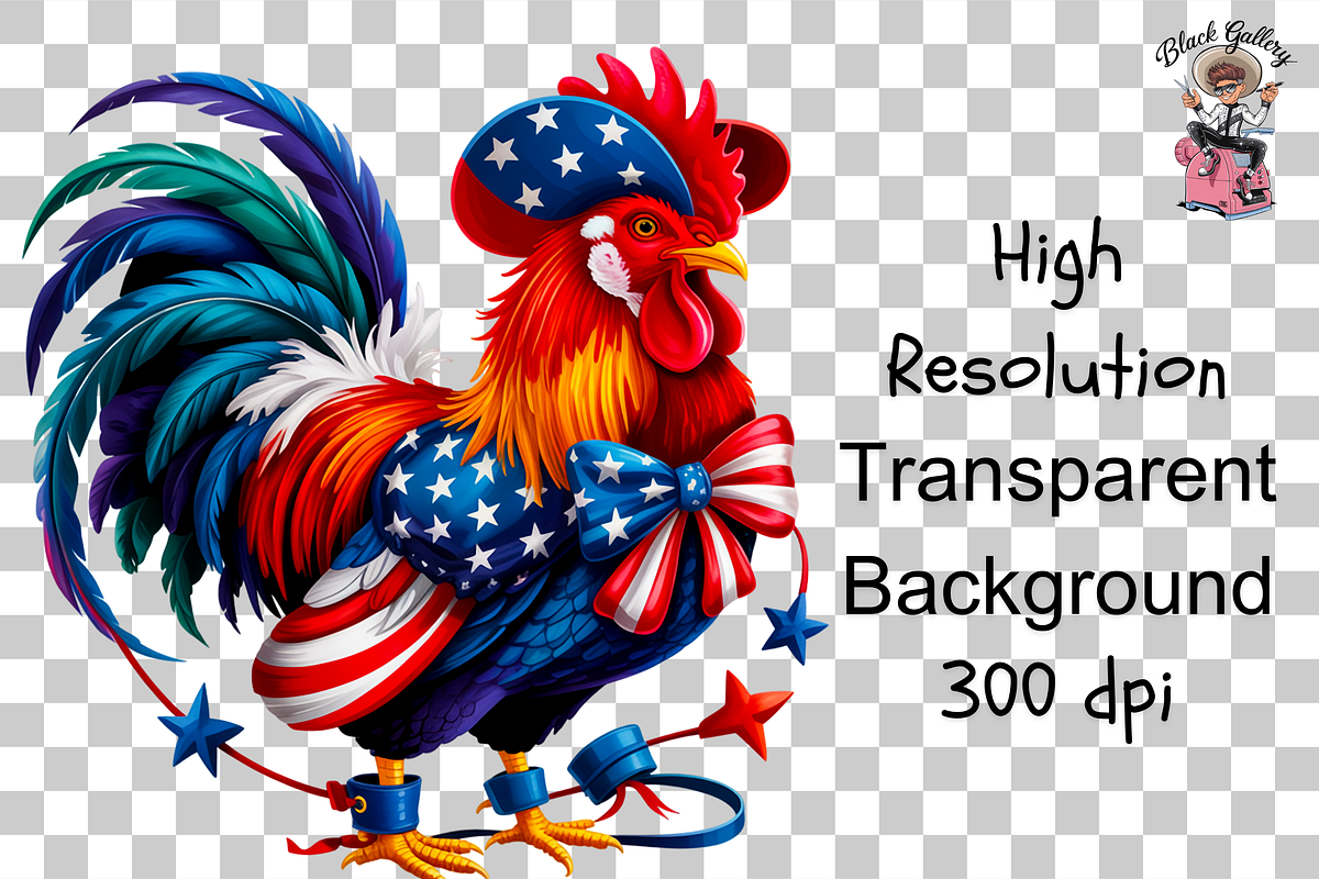 Patriotic Rooster Sublimation PNG, a Graphic by Clipart Bloom (Photo 12 of 13)