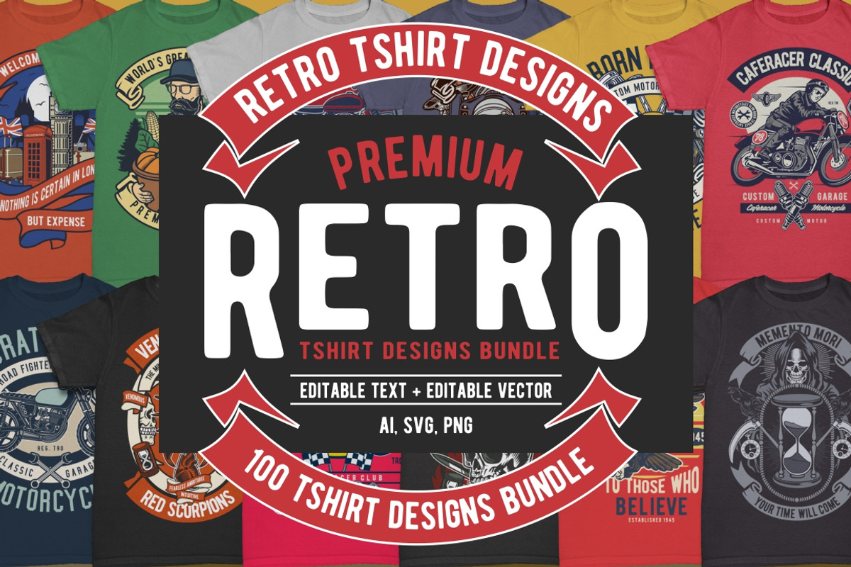 100 Retro Tshirt Designs Bundle, an Education Illustration by roach_graphic (Photo 1 of 14)