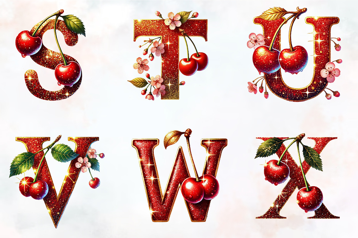 Spring cherry Alphabet clipart, an Illustration by RobertsArt (Photo 6 of 7)