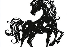 Majestic Black Unicorn with Stars Ma, an Animal Photo by Pixeness Studio