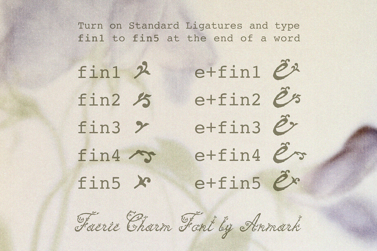 Faerie Charm Whimsical Floral Font, a Script Font by AnMark (Photo 11 of 14)