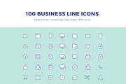 100 Business Line Icons, an Outline Icon by fidjei (Thumbnail 1 of 2)