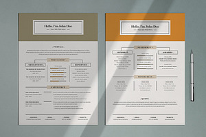 Resume Layout With Yellow Background