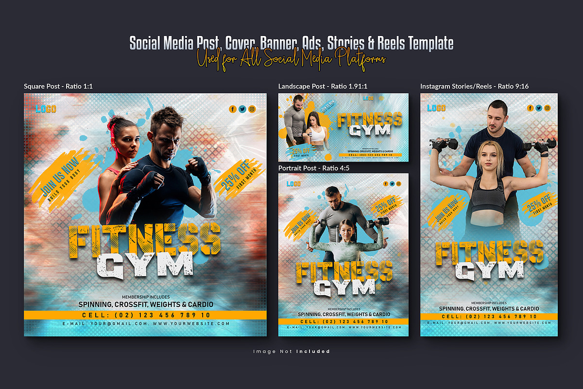 Fitness Gym Social Media Template, a Social Media Template by Creative_View (Photo 4 of 8)