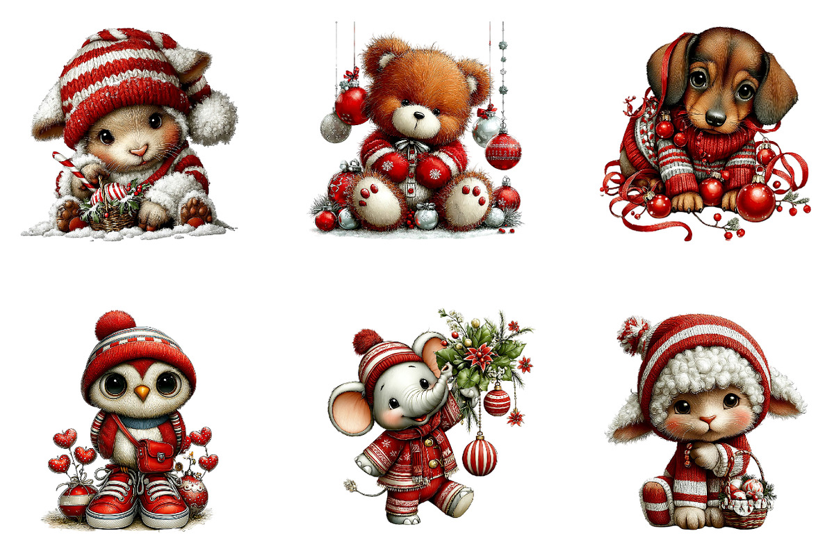 Christmas Animals Clipart, a Seasonal Illustration by CreationArt (Photo 3 of 6)