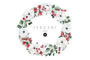 JANUARY Watercolor Winter Set, a Seasonal Illustration by Kaleriia (Thumbnail 3 of 15)