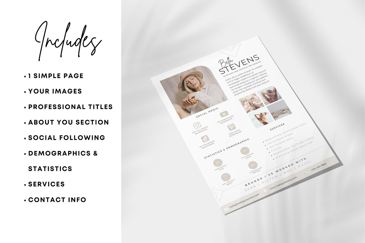 1 Page Media Kit Template - Beige, a Presentation Template by CoCreatorDesigns (Photo 5 of 7)