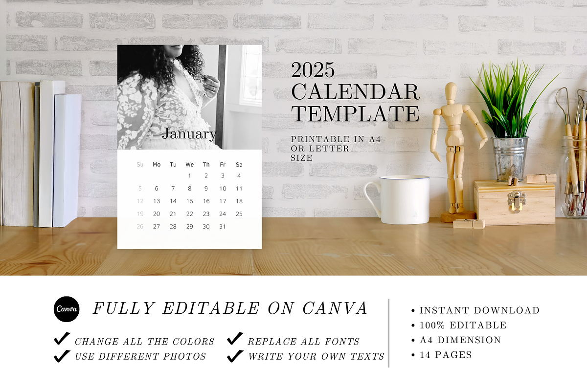 2025 CALENDAR CANVA TEMPLATE, a Stationery Template by The Little Lily Studio (Photo 5 of 5)