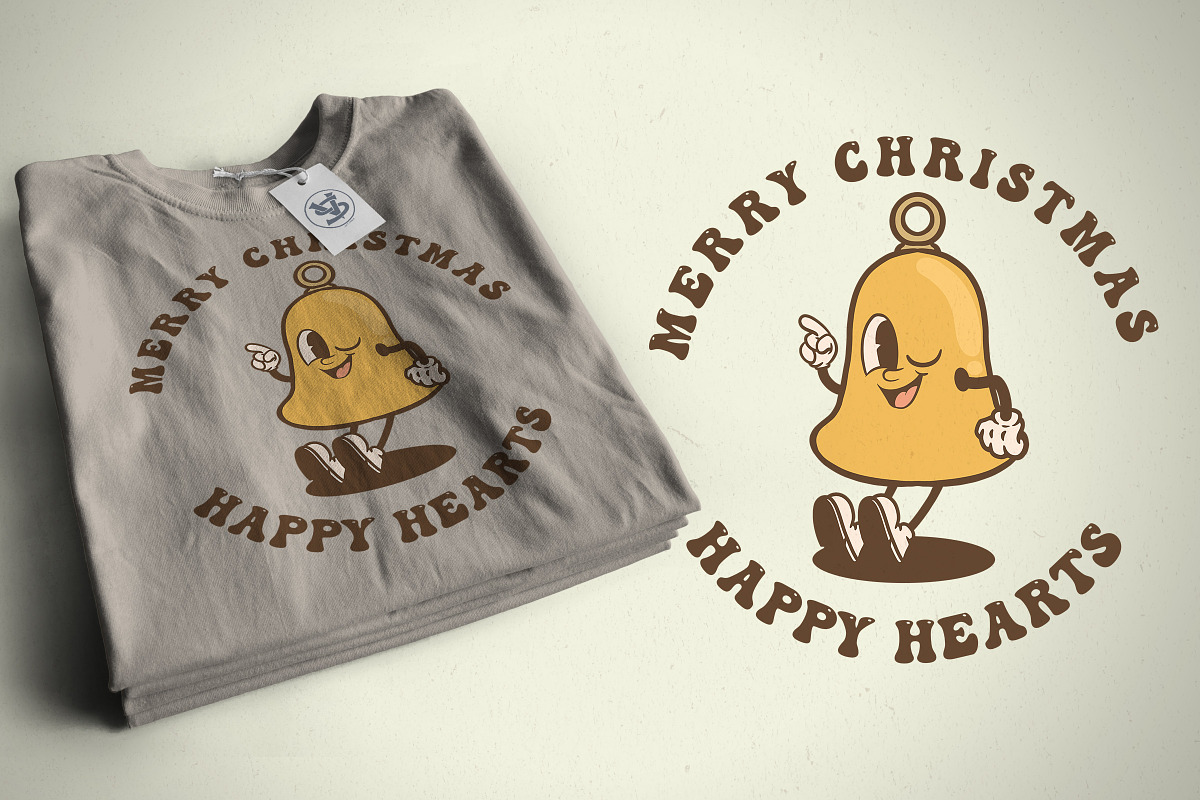 Christmas Bell Vintage Cartoon, an Illustration by vectstudio (Photo 4 of 5)