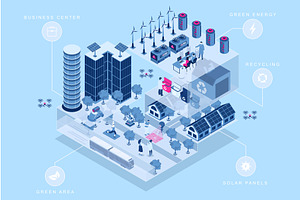 Smart City Isometric Concept, a Technology Illustration by alexdndz