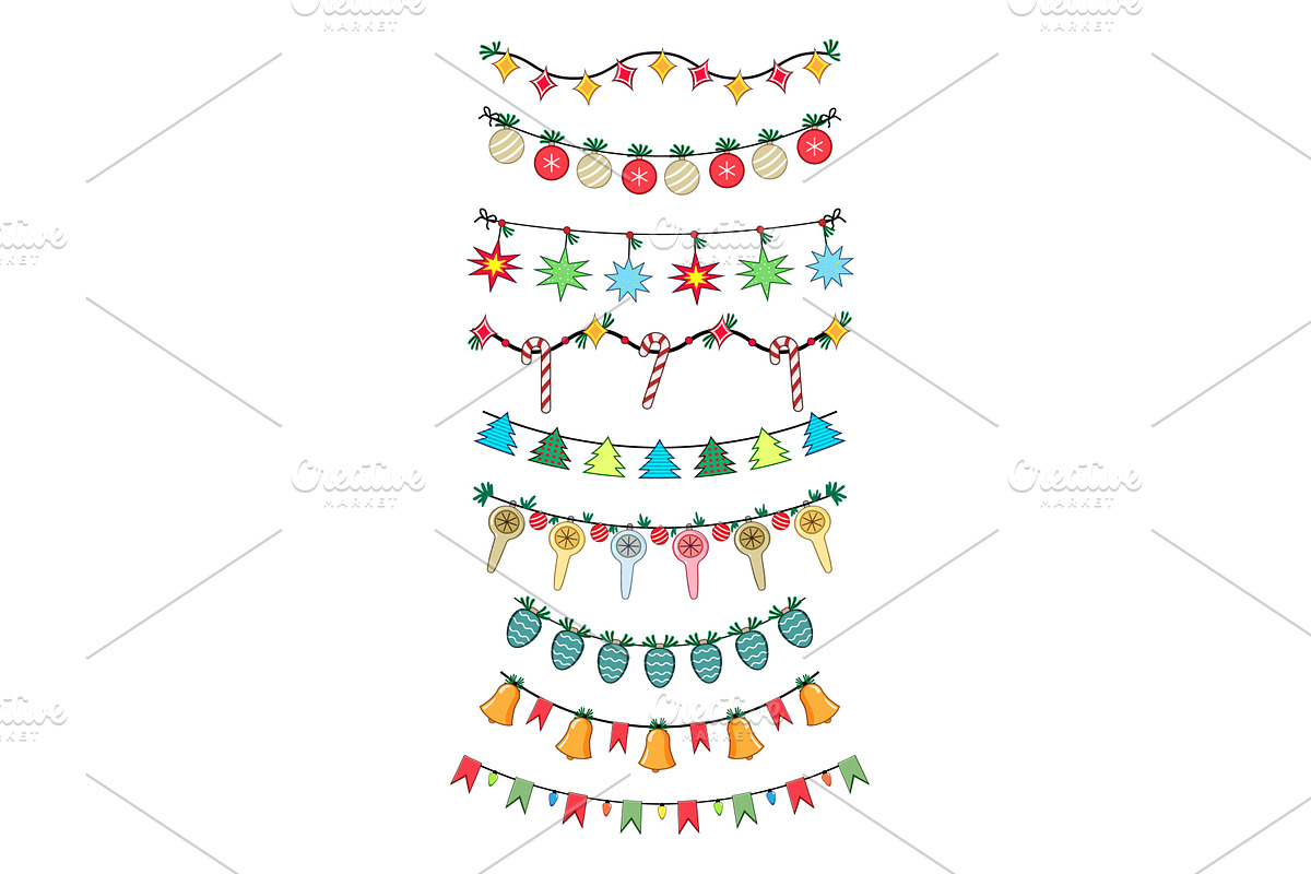 Colorful christmas garlands, an Object Illustration by pikepicture