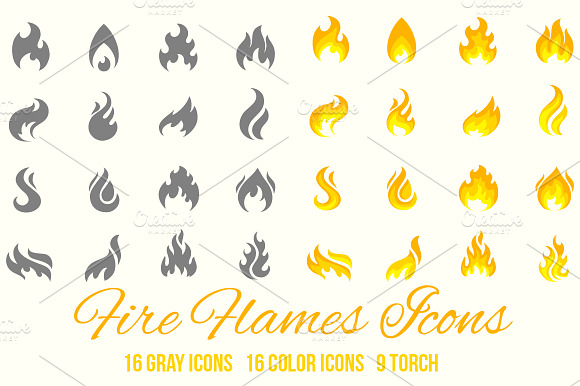 Fire Flames Vector Icons