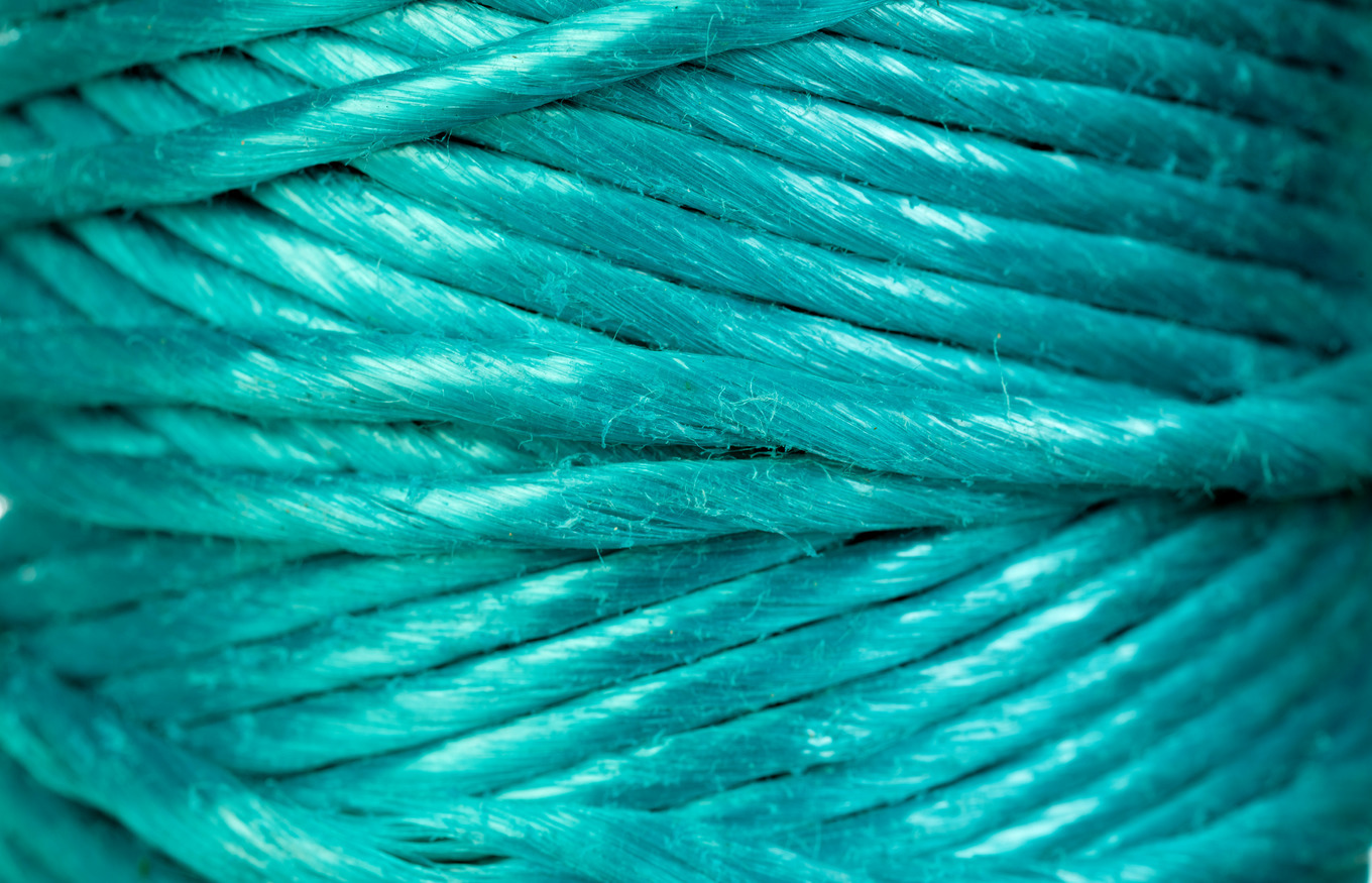 Skein of green rope containing texture, background, and rope, an ...