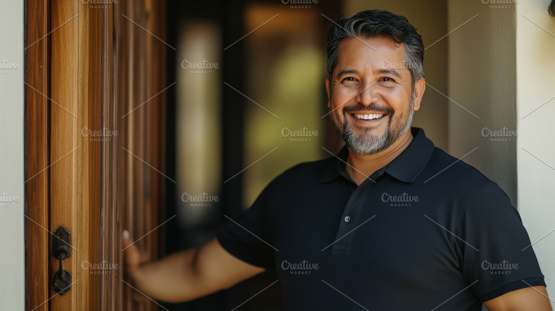 Friendly man greeting at the door, a Photo by Beautiful things