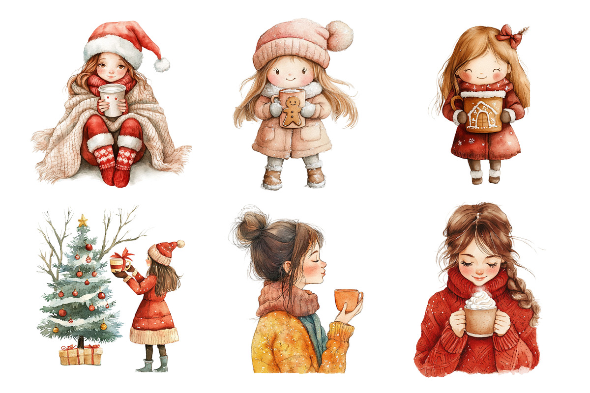 Christmas Coffee Girl Clipart, an Illustration by Daily.Designs (Photo 5 of 5)