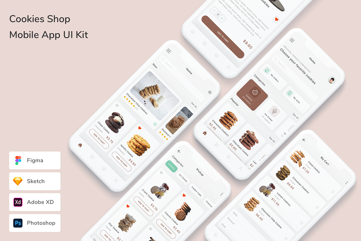 Cookies Shop Mobile App UI Kit, an UI Kit Template by Betush