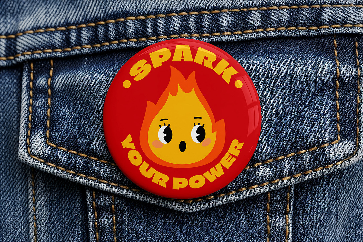 Pin Badge on Denim Mockup, a Merchandise Mockup by Nathatype (Photo 2 of 9)